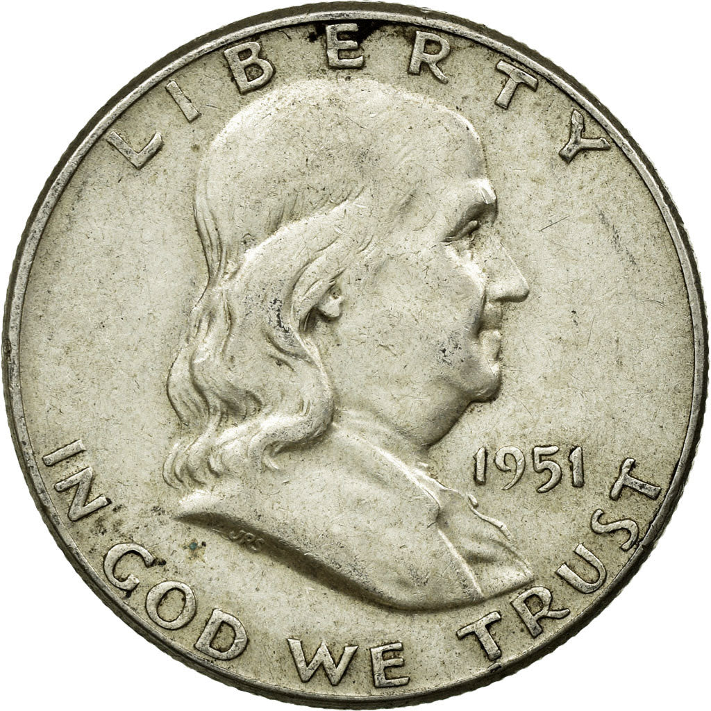 Coin, United States, Franklin Half Dollar, Half Dollar, 1951, U.S. Mint