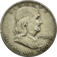 Coin, United States, Franklin Half Dollar, Half Dollar, 1954, U.S. Mint, Denver
