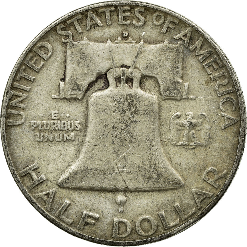 Coin, United States, Franklin Half Dollar, Half Dollar, 1954, U.S. Mint, Denver
