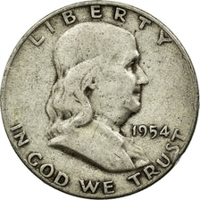Coin, United States, Franklin Half Dollar, Half Dollar, 1954, U.S. Mint, Denver