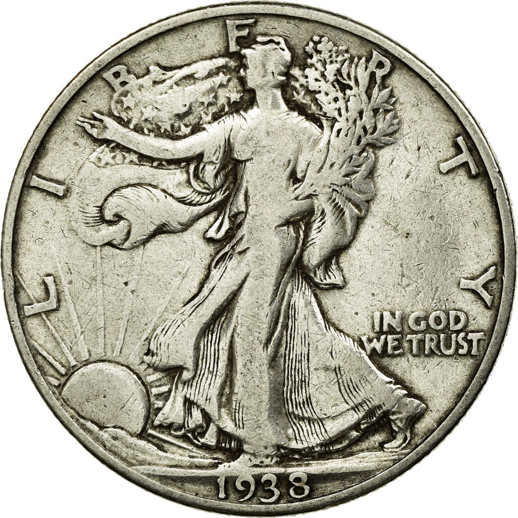 Coin, United States, Walking Liberty Half Dollar, Half Dollar, 1938, U.S. Mint