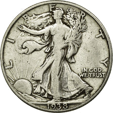 Coin, United States, Walking Liberty Half Dollar, Half Dollar, 1938, U.S. Mint