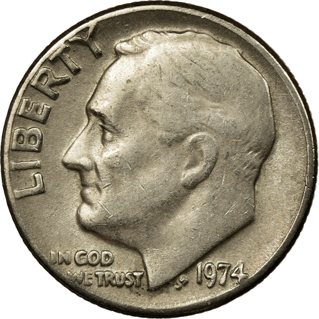 Coin, United States, Roosevelt Dime, Dime, 1974, U.S. Mint, Philadelphia
