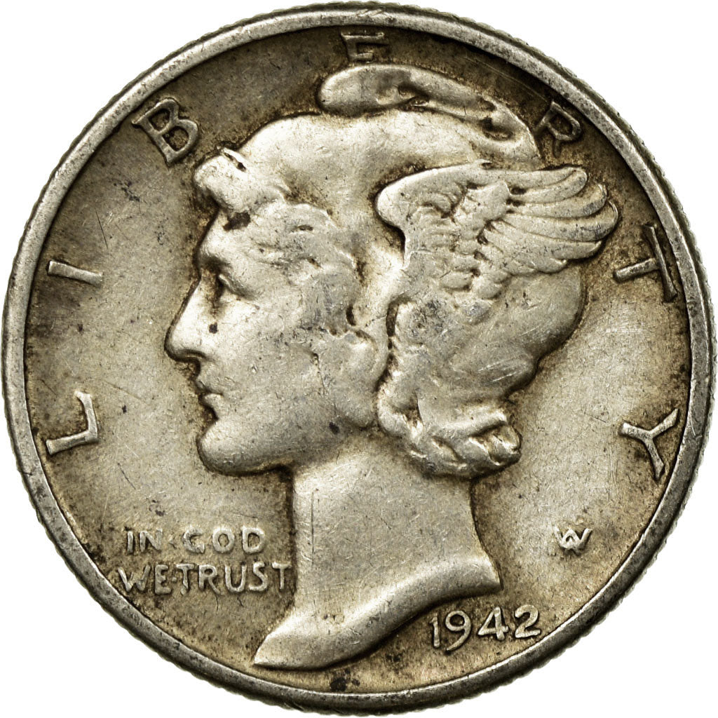 Coin, United States, Mercury Dime, Dime, 1942, U.S. Mint, Philadelphia