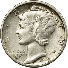 Coin, United States, Mercury Dime, Dime, 1943, U.S. Mint, San Francisco