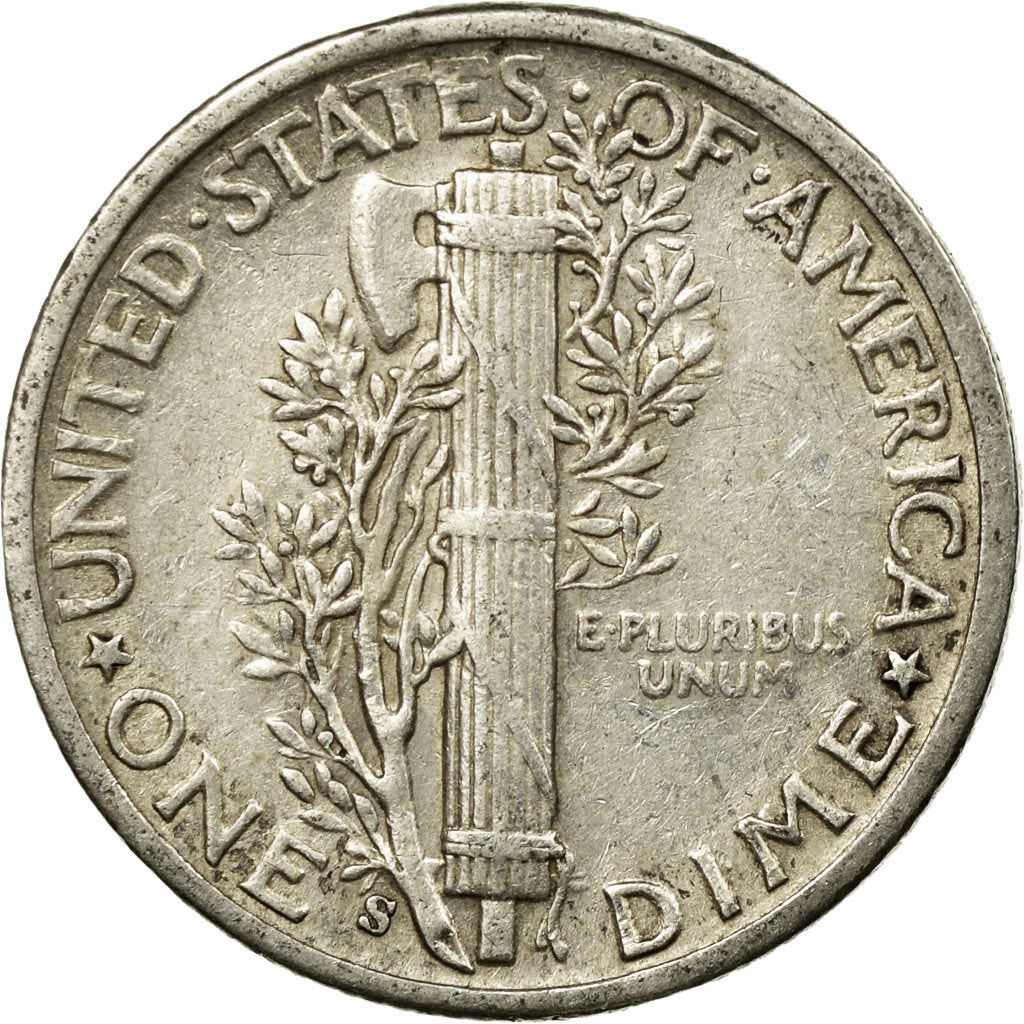 Coin, United States, Mercury Dime, Dime, 1943, U.S. Mint, San Francisco