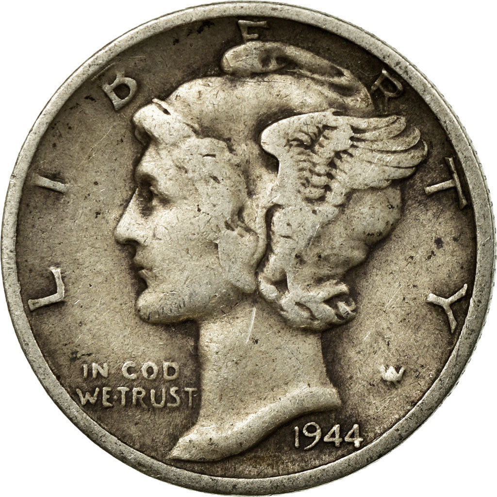 Coin, United States, Mercury Dime, Dime, 1944, U.S. Mint, San Francisco