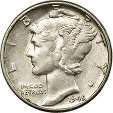 Coin, United States, Mercury Dime, Dime, 1945, U.S. Mint, Philadelphia