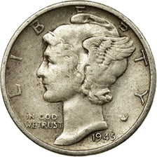Coin, United States, Mercury Dime, Dime, 1945, U.S. Mint, San Francisco