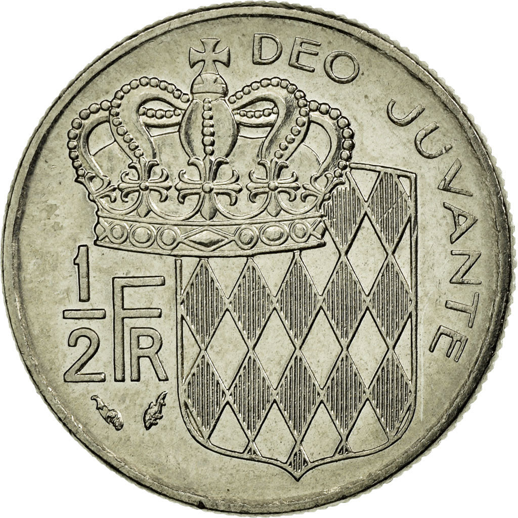 Coin, Monaco, Rainier III, 1/2 Franc, 1982, EF(40-45), Nickel, KM:145