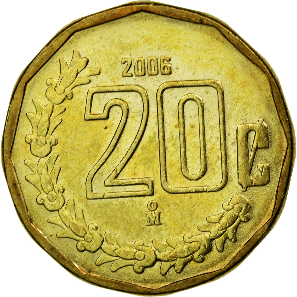 Moneda, México, 20 Centavos, 2006, Mexico City, MBC, Aluminio - bronce, KM:548