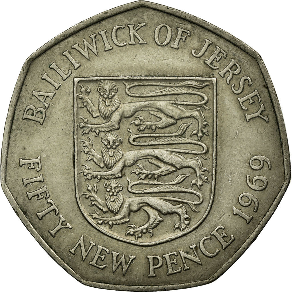 Monnaie, Jersey, Elizabeth II, 50 New Pence, 1969, TTB, Copper-nickel, KM:34