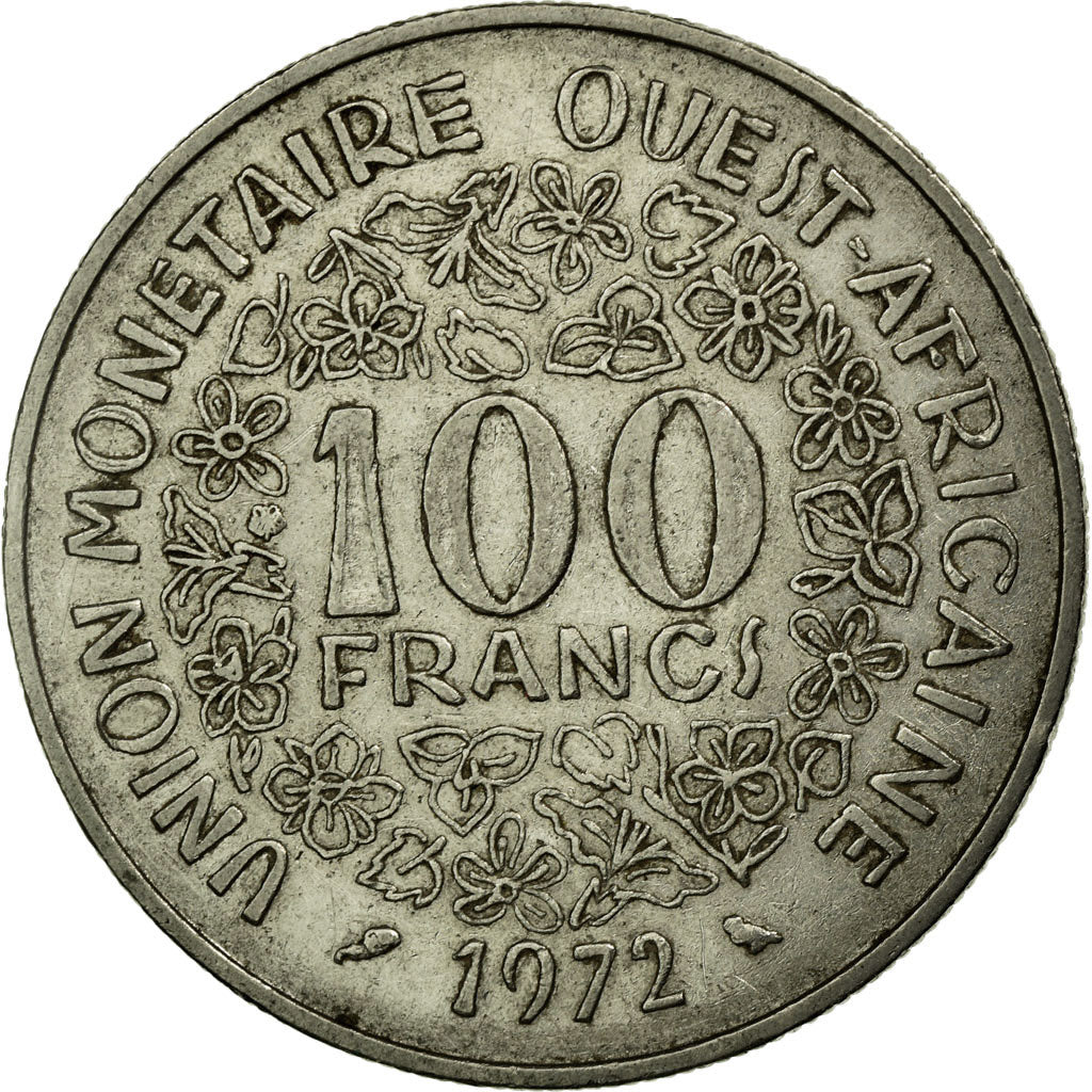 Coin, West African States, 100 Francs, 1972, EF(40-45), Nickel, KM:4