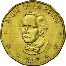 Coin, Dominican Republic, Peso, 1997, EF(40-45), Brass, KM:80.3