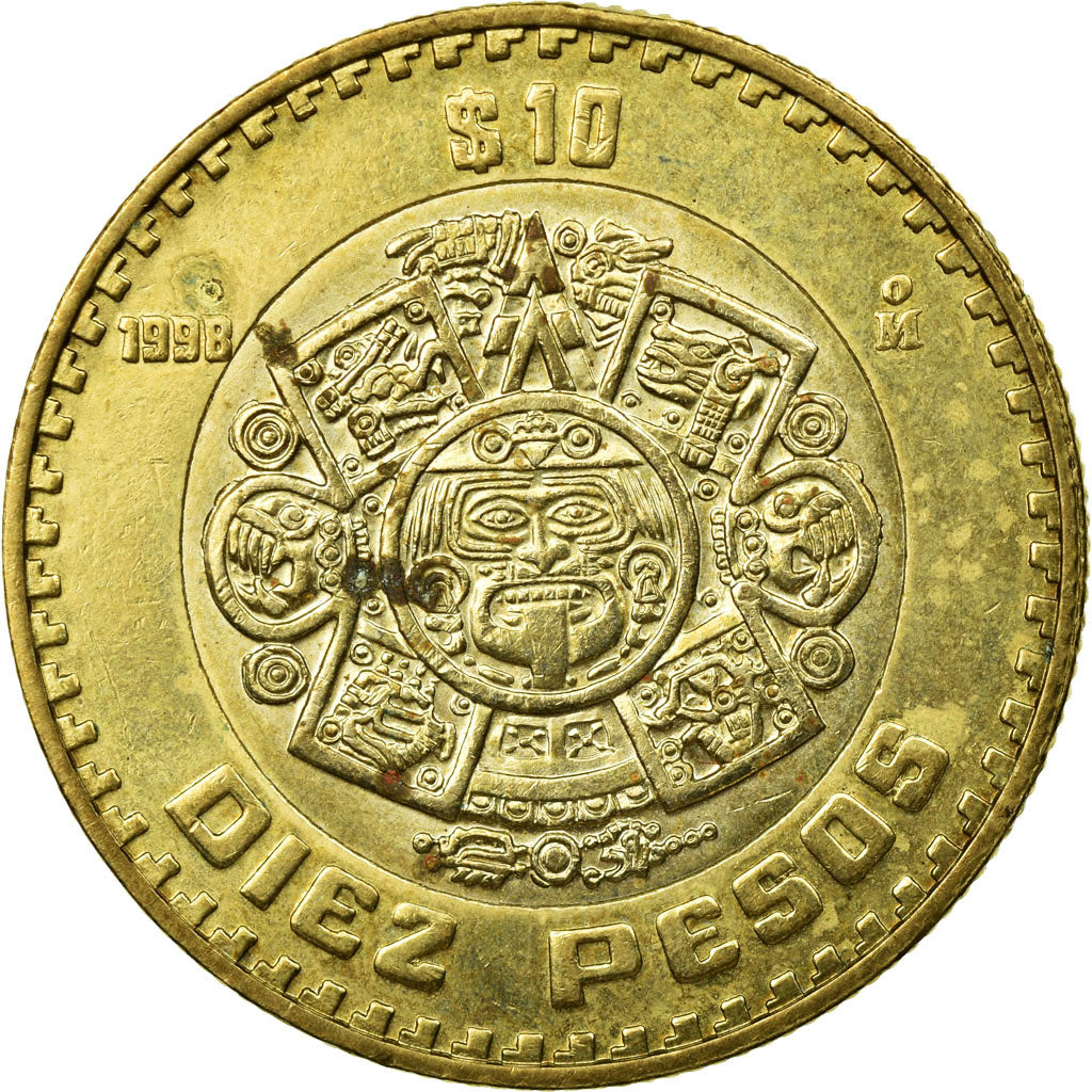 Coin, Mexico, 10 Pesos, 1998, Mexico City, EF(40-45), Bi-Metallic, KM:616