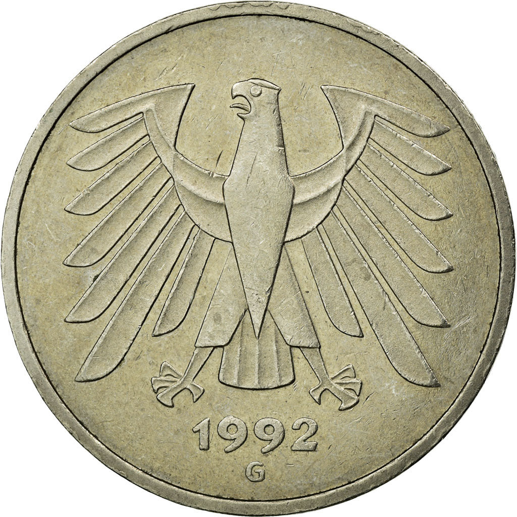 Coin, GERMANY - FEDERAL REPUBLIC, 5 Mark, 1992, Karlsruhe, EF(40-45)
