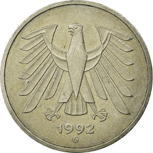 Coin, GERMANY - FEDERAL REPUBLIC, 5 Mark, 1992, Karlsruhe, EF(40-45)