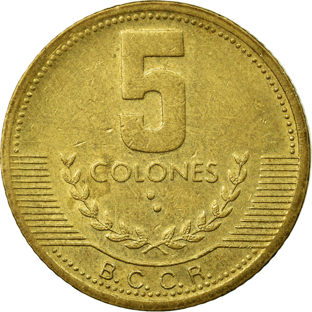 Coin, Costa Rica, 5 Colones, 1999, EF(40-45), Brass, KM:227a.1