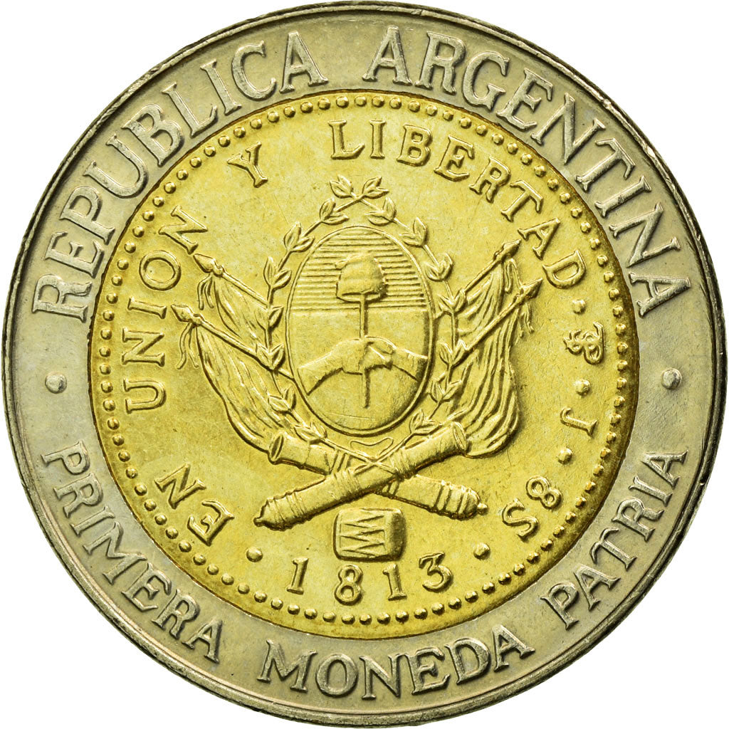 Coin, Argentina, Peso, 2008, AU(55-58), Bi-Metallic, KM:112.1