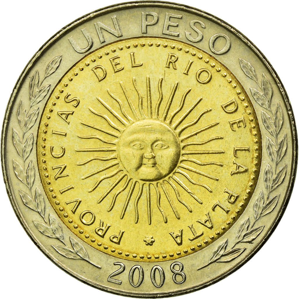 Coin, Argentina, Peso, 2008, AU(55-58), Bi-Metallic, KM:112.1