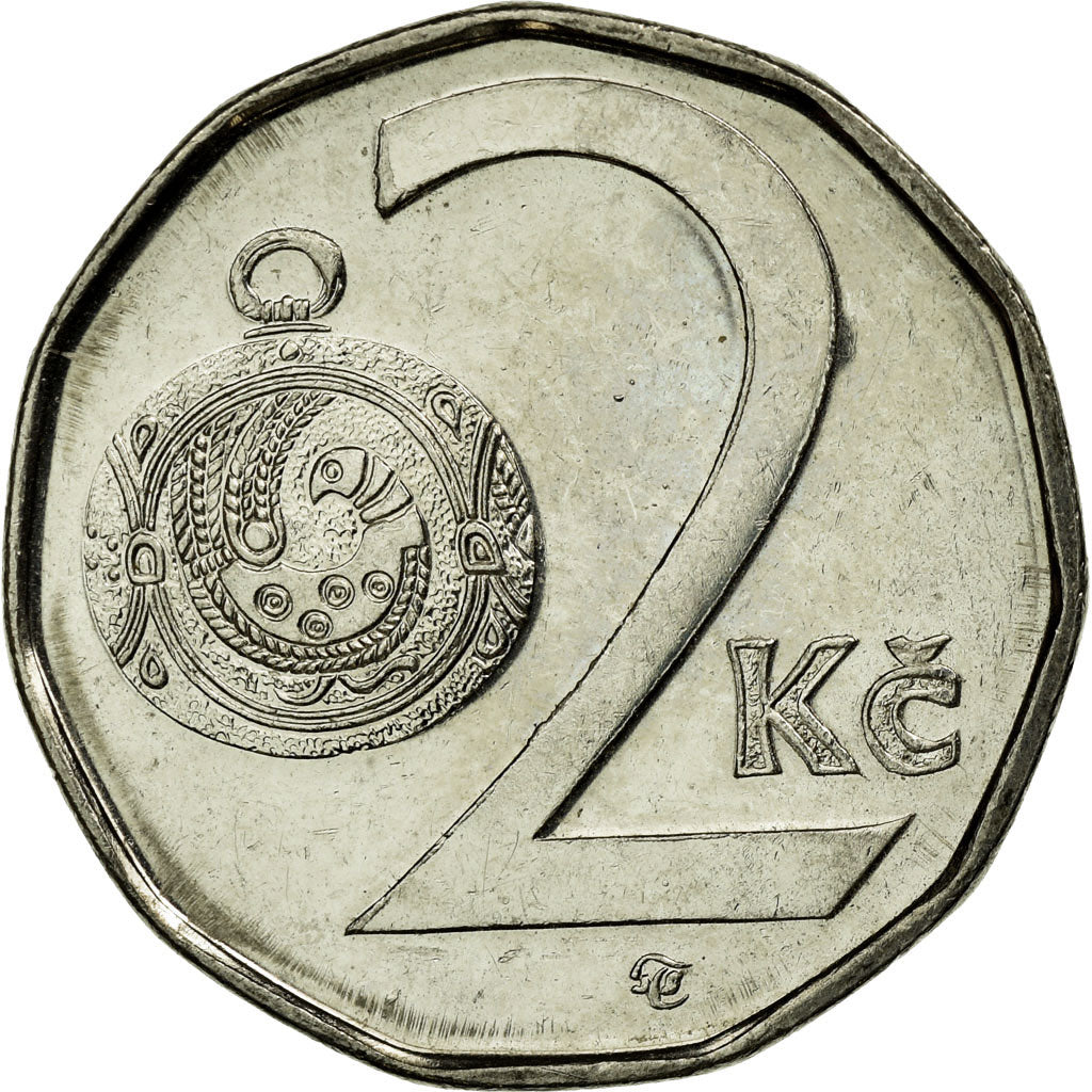 Coin, Czech Republic, 2 Koruny, 2008, EF(40-45), Nickel plated steel, KM:9
