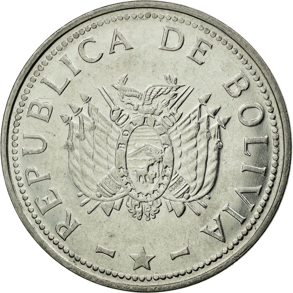 Coin, Bolivia, Boliviano, 2008, EF(40-45), Stainless Steel, KM:205