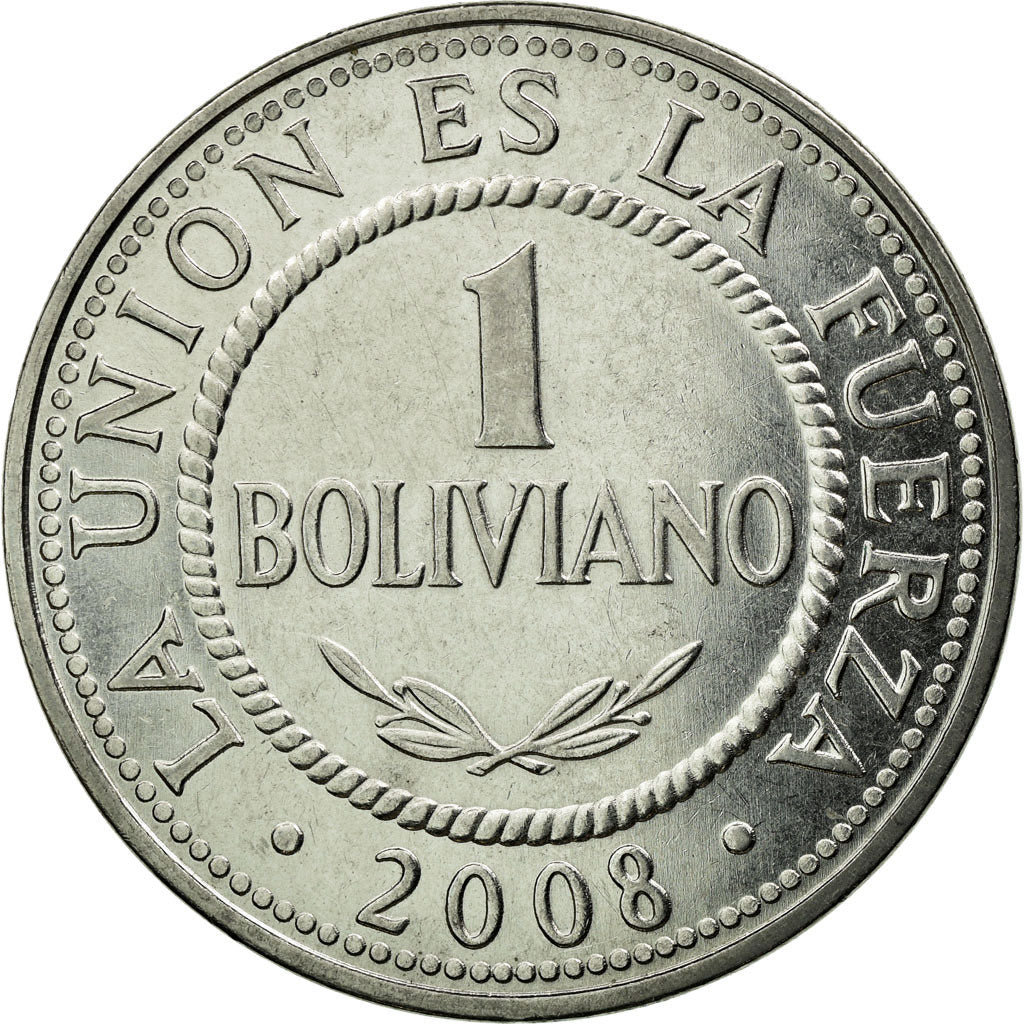 Coin, Bolivia, Boliviano, 2008, EF(40-45), Stainless Steel, KM:205