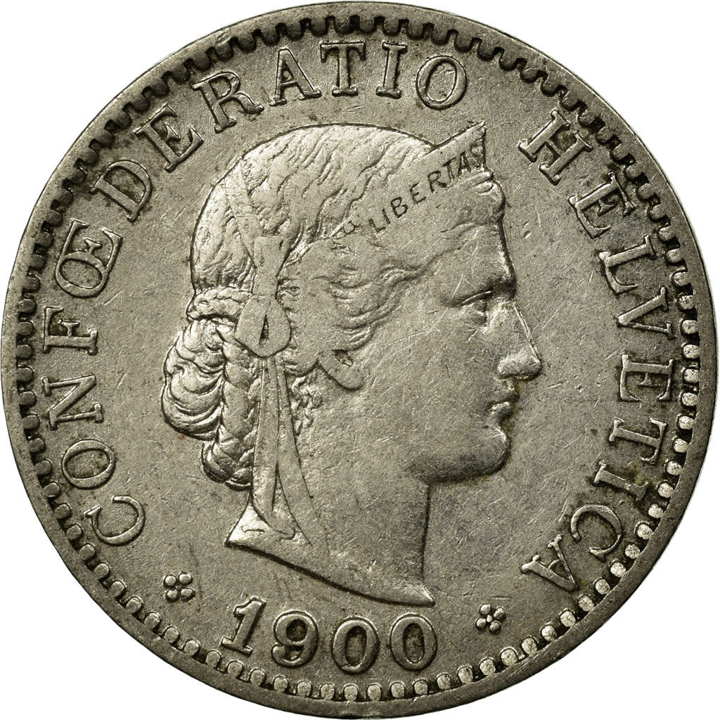 Münze, Schweiz, 20 Rappen, 1900, Bern, SS, Nickel, KM:29
