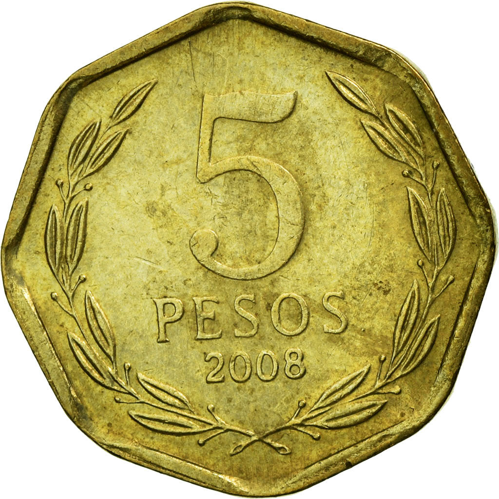 Münze, Chile, 5 Pesos, 2008, Santiago, SS, Aluminum-Bronze, KM:232