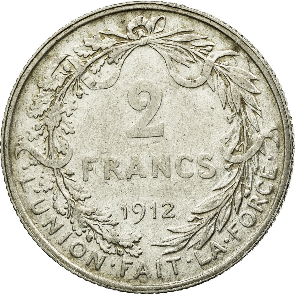 Coin, Belgium, 2 Francs, 2 Frank, 1912, EF(40-45), Silver, KM:74
