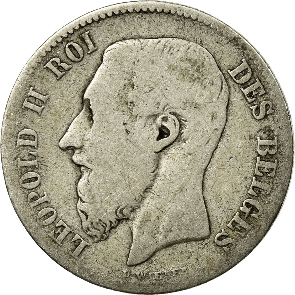Coin, Belgium, Leopold II, 50 Centimes, 1866, VF(20-25), Silver, KM:26