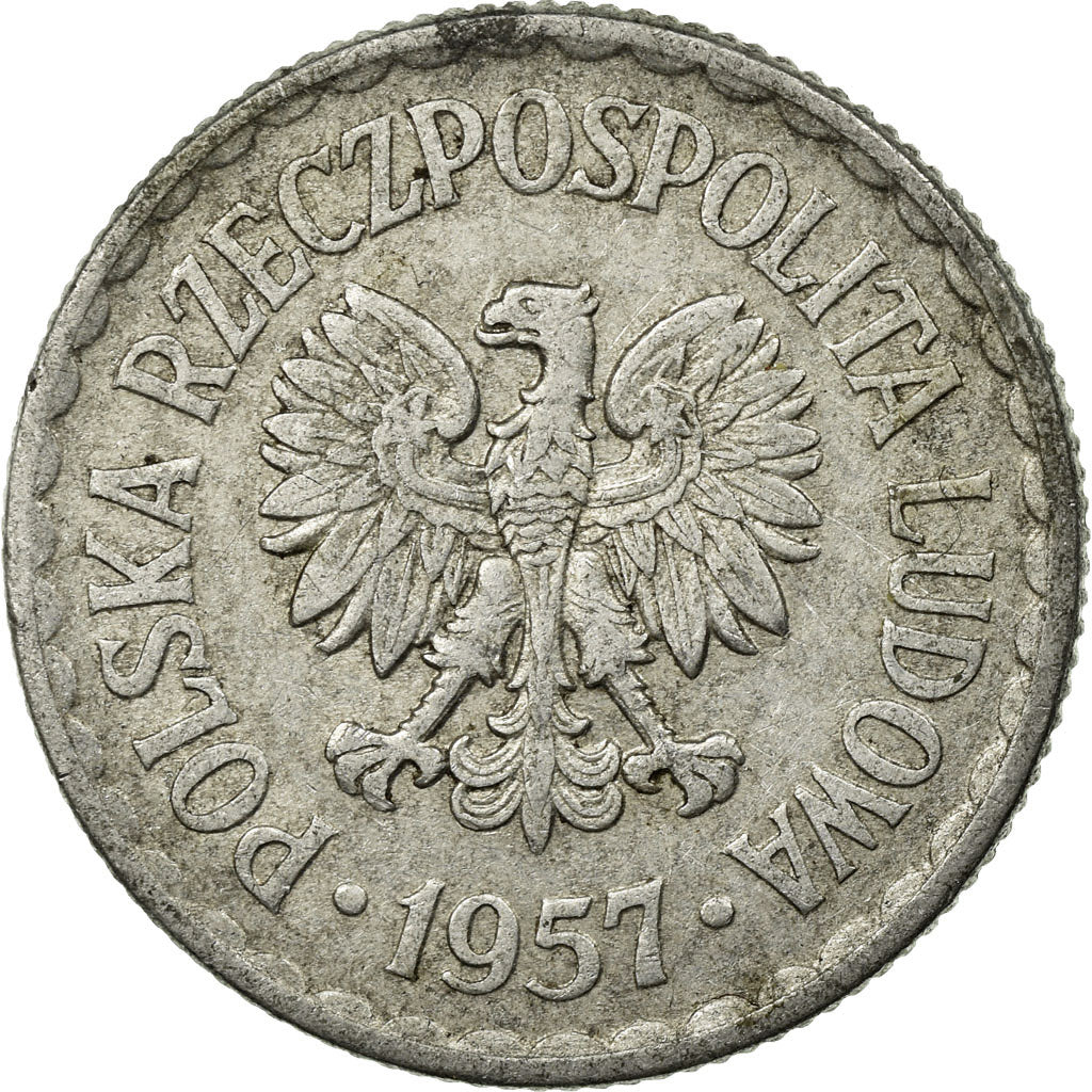 Coin, Poland, Zloty, 1957, Warsaw, EF(40-45), Aluminum, KM:49.1