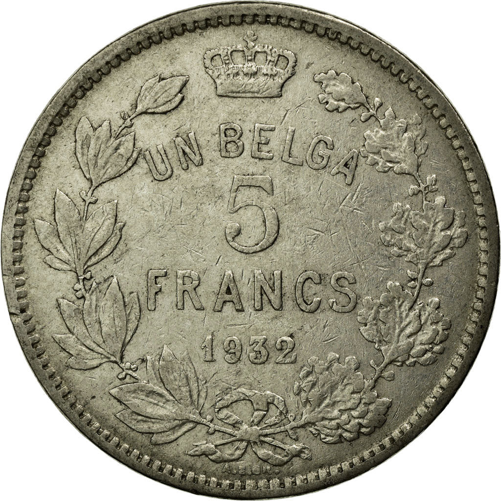 Coin, Belgium, 5 Francs, 5 Frank, 1932, EF(40-45), Nickel, KM:97.1