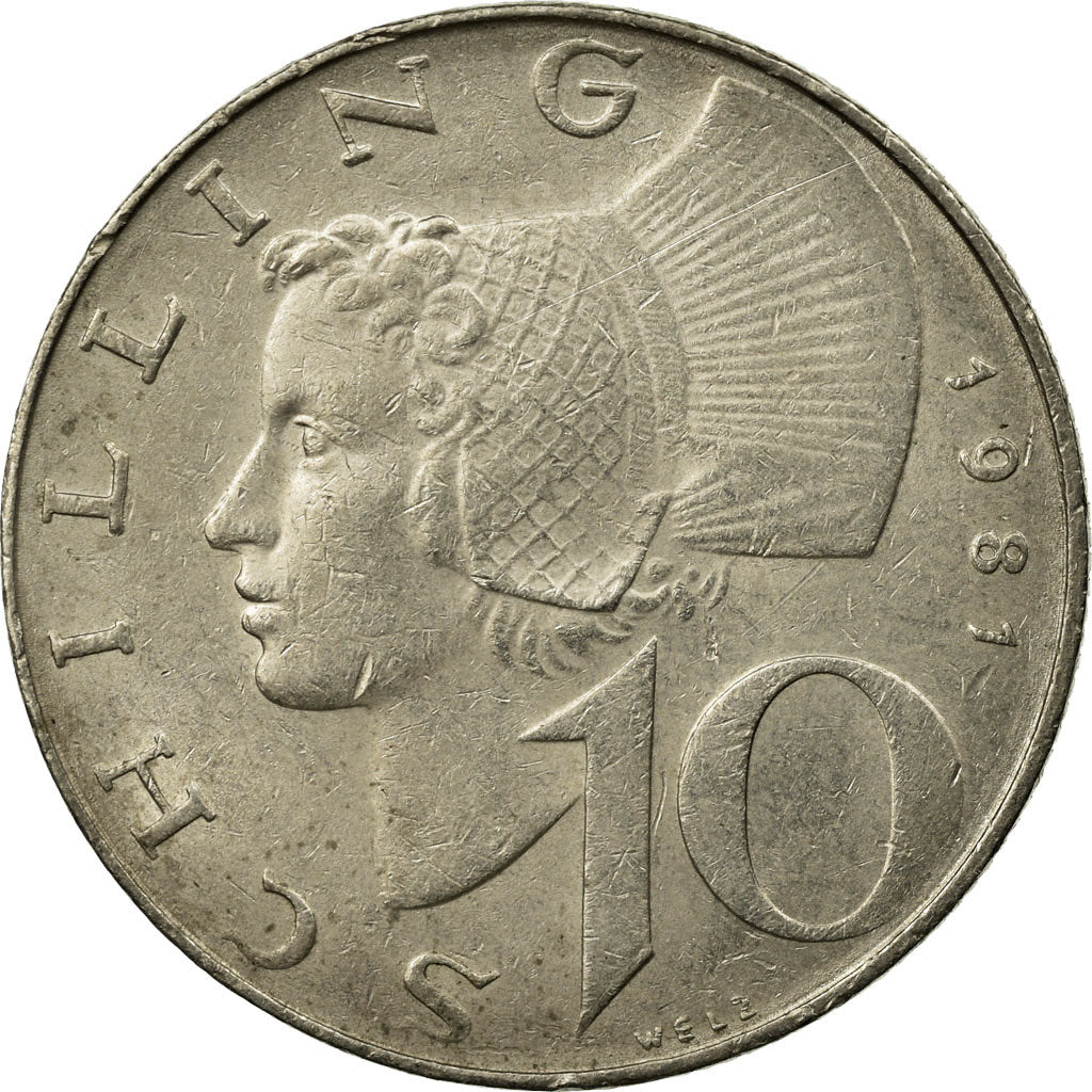 Coin, Austria, 10 Schilling, 1981, EF(40-45), Copper-Nickel Plated Nickel