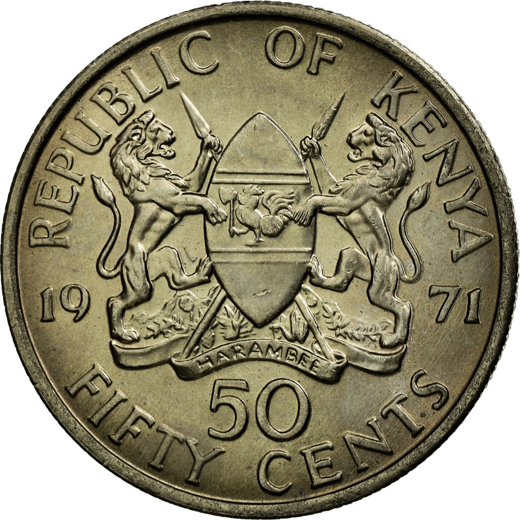 Coin, Kenya, 50 Cents, 1971, AU(55-58), Copper-nickel, KM:13