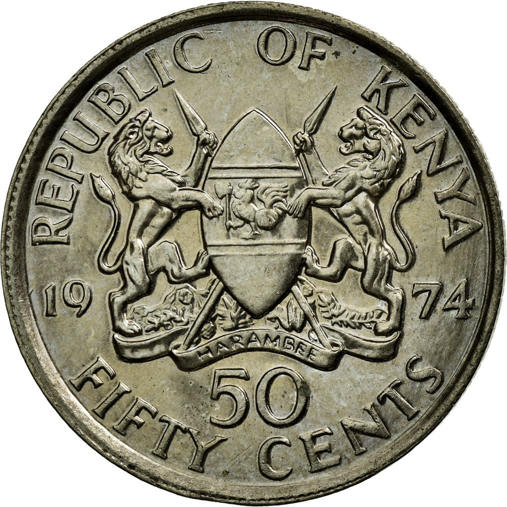 Coin, Kenya, 50 Cents, 1974, AU(55-58), Copper-nickel, KM:13
