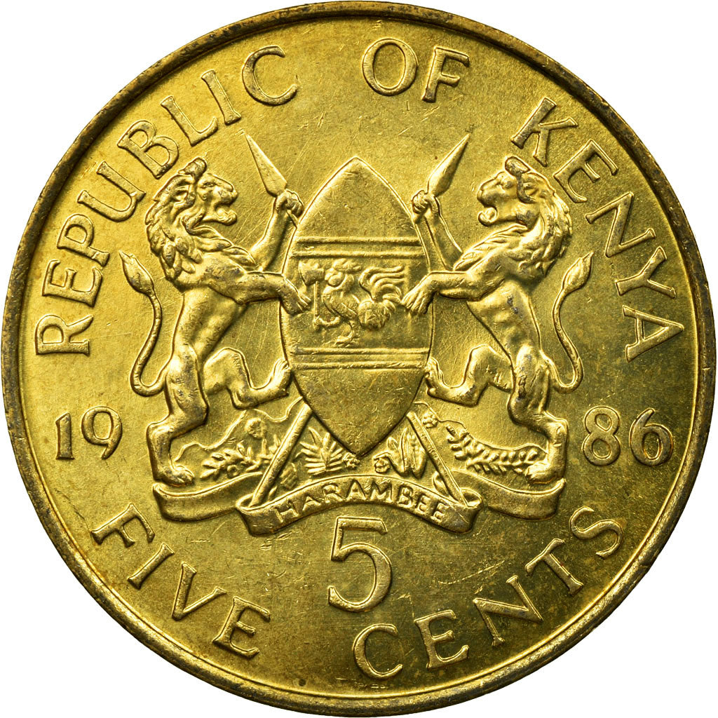 Coin, Kenya, 5 Cents, 1986, British Royal Mint, AU(55-58), Nickel-brass, KM:17