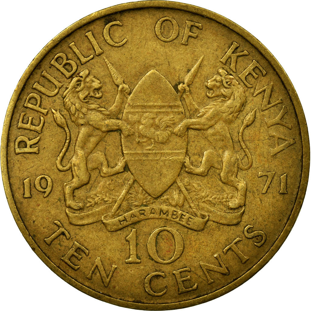 Coin, Kenya, 10 Cents, 1971, EF(40-45), Nickel-brass, KM:11