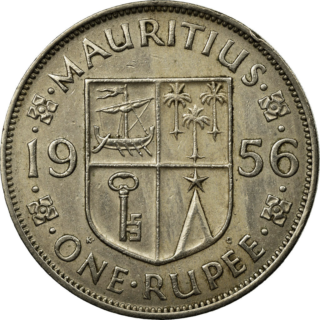 Coin, Mauritius, Elizabeth II, Rupee, 1956, EF(40-45), Copper-nickel, KM:35.1