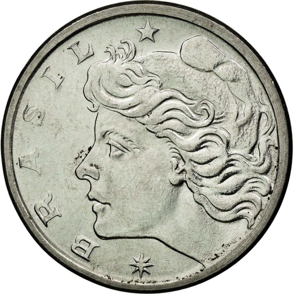 Coin, Brazil, 10 Centavos, 1974, EF(40-45), Stainless Steel, KM:Pr9