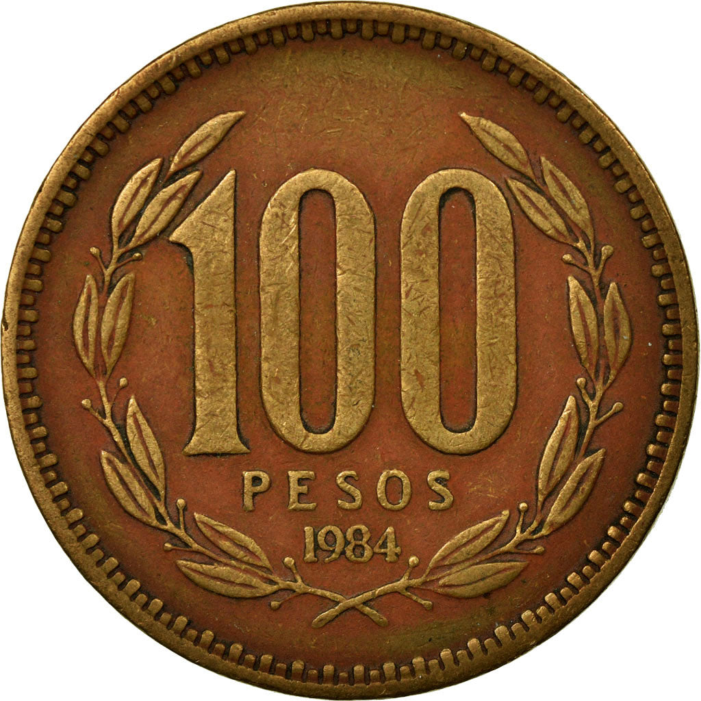 Moneda, Chile, 100 Pesos, 1984, Santiago, MBC, Aluminio - bronce, KM:226.1