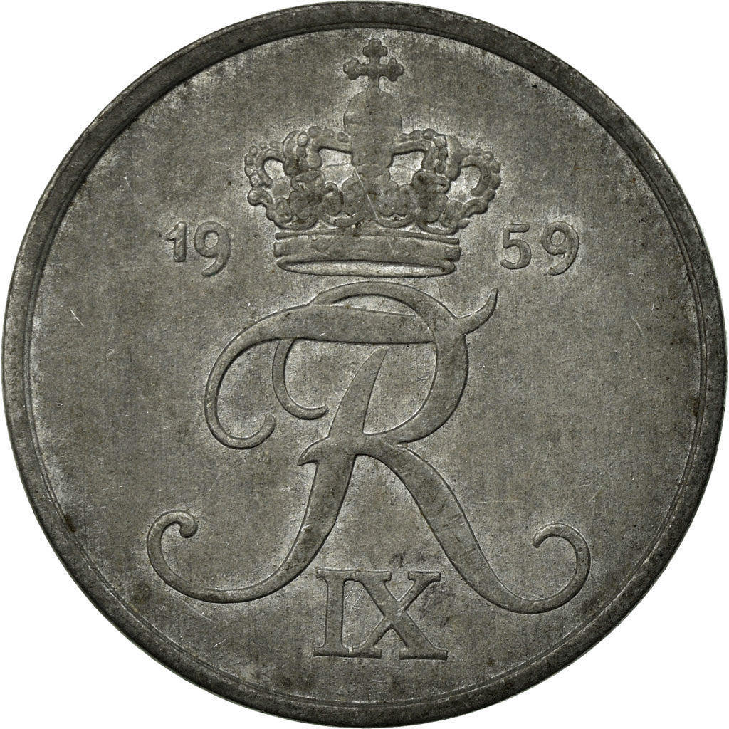 Coin, Denmark, Frederik IX, 5 Öre, 1959, Copenhagen, EF(40-45), Zinc, KM:843.2