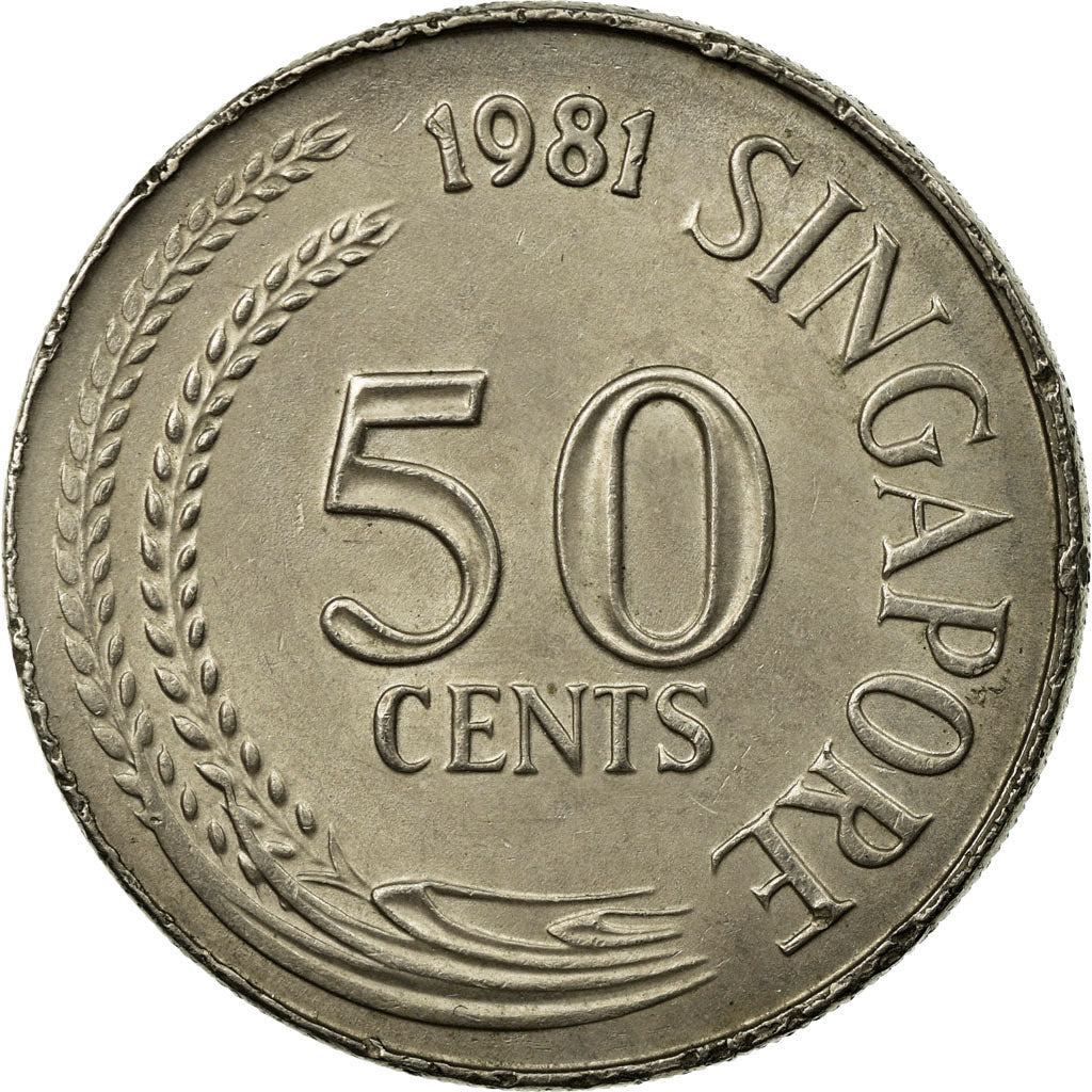 Munten, Singapur, 50 Cents, 1981, Singapore Mint, ZF, Copper-nickel, KM:5