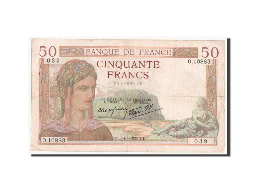 France, 50 Francs Cérès 14.9.1939, Pick 85b