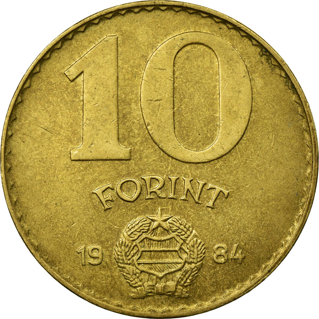 Coin, Hungary, 10 Forint, 1984, EF(40-45), Aluminum-Bronze, KM:636