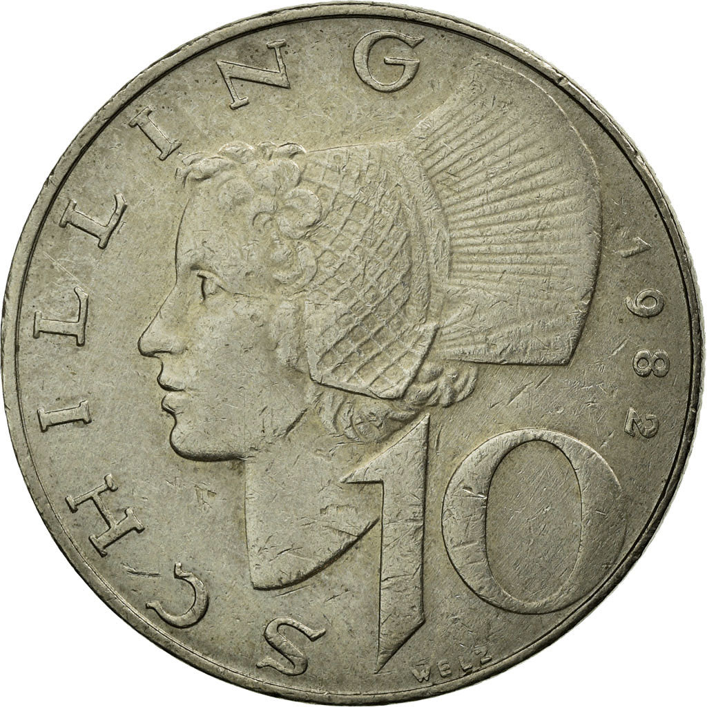 Coin, Austria, 10 Schilling, 1982, EF(40-45), Copper-Nickel Plated Nickel
