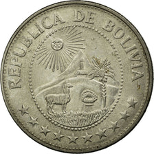 Moneda, Bolivia, Peso Boliviano, 1974, MBC, Níquel recubierto de acero, KM:192