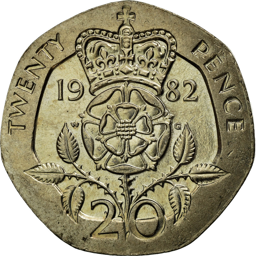 Coin, Great Britain, Elizabeth II, 20 Pence, 1982, AU(55-58), Copper-nickel