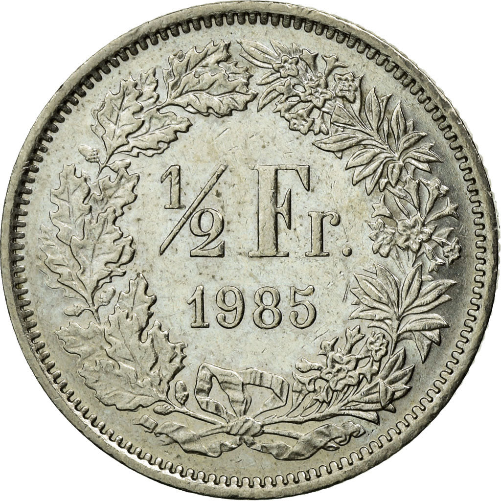 Coin, Switzerland, 1/2 Franc, 1985, Bern, EF(40-45), Copper-nickel, KM:23a.3