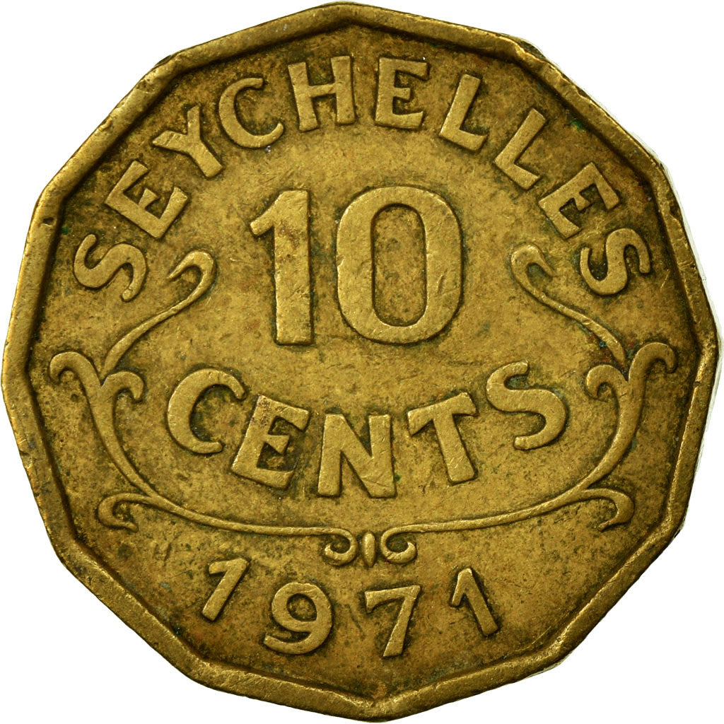 Coin, Seychelles, 10 Cents, 1971, EF(40-45), Nickel-brass, KM:10